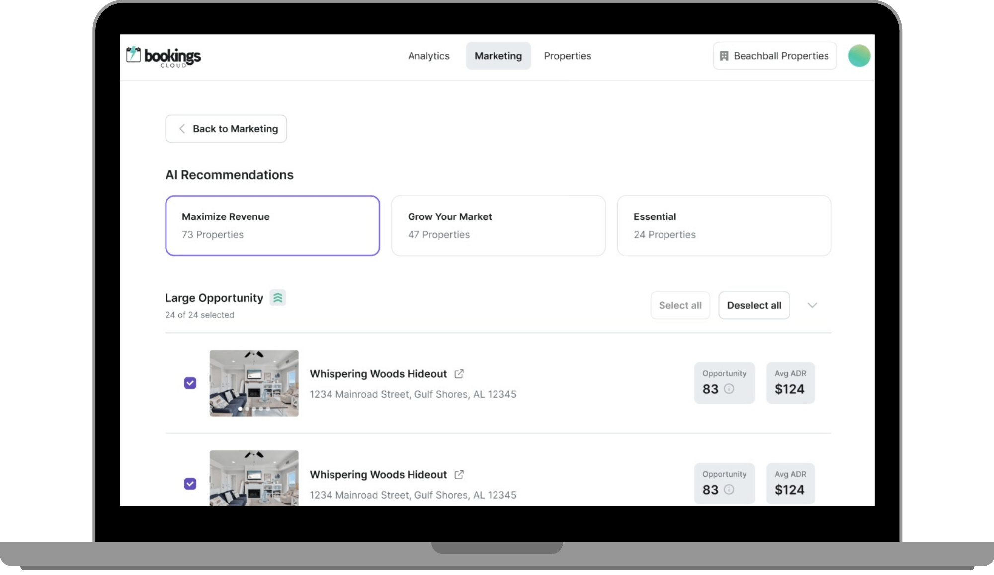 BookingsCloud Marketing Campaign in Dashboard